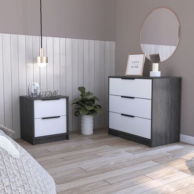 Kaia Set, Nightstand + Chest of 3 Drawers