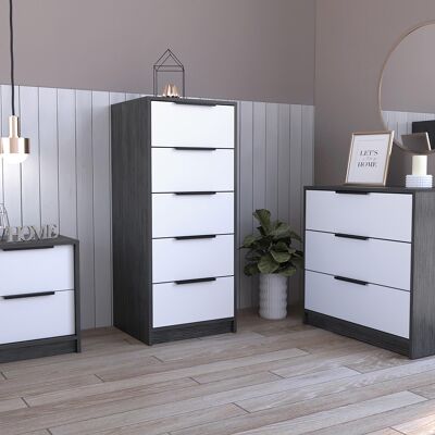 Kaia Set, Bedside Table + Chest of Drawers 3 + 5 Drawers