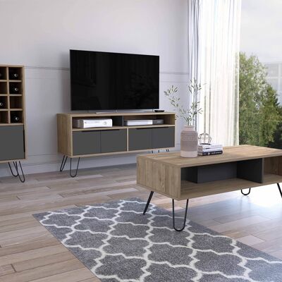 Conjunto Vegas, Mueble Para Tv + Mesa De Centro + Bar Bajo