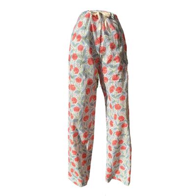 Conjunto de pantalones de pijama de algodón hechos a mano de lujo para hombres y mujeres