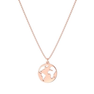 La collana della mappa del mondo - Vermeil in oro rosa 18 carati - 42-45 cm