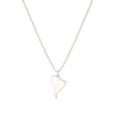 South America Continent Necklace - 925 Sterling Silver - 42-45 cm