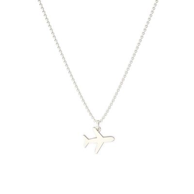Collar Avión Vuelta al Mundo - Plata de Ley 925 - 42-45 cm
