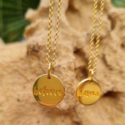 Believe Coin Necklace - 18k Rose Gold Vermeil - 50-53cm