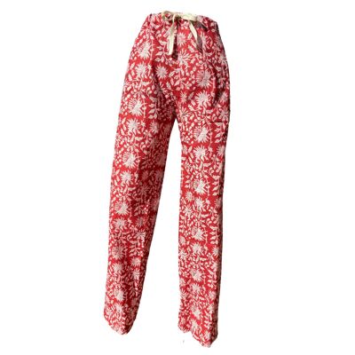 Conjunto de pantalones de pijama de algodón hechos a mano de lujo para hombres y mujeres