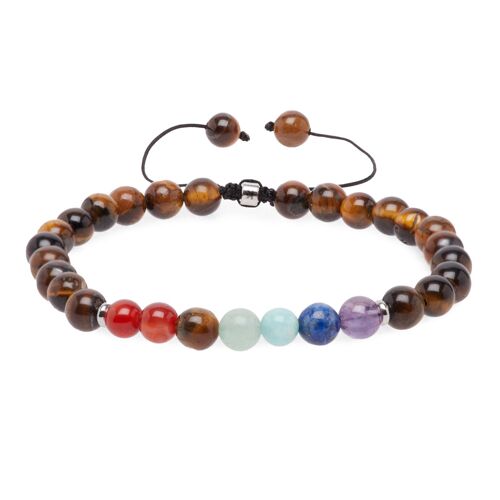 Bracelet Enfant 7 Chakras "Confiance en Soi" en Oeil de Tigre