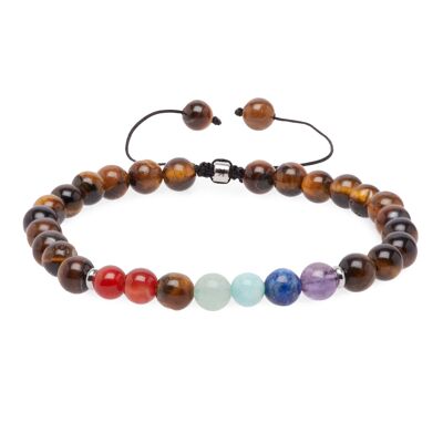 Bracelet Enfant 7 Chakras "Confiance en Soi" en Oeil de Tigre