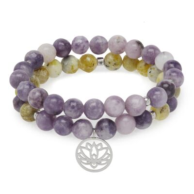 Double "Anti-Stress" Bracelet in Lepidolite and Serpentine