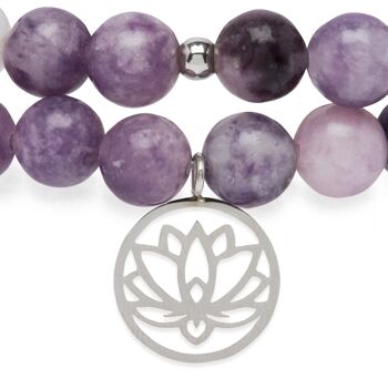 Bracelet Double "Anti-Stress" en Lépidolite et Serpentine 3