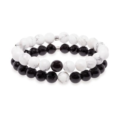 Distance Bracelet in White Howlite and Black Agate