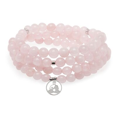Bracelet Mala "Comfort & Love of Buddha" 108 beads in Rose Quartz