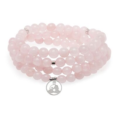 Armband Mala "Comfort & Love of Buddha" 108 Perlen in Rosenquarz