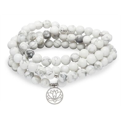 Mala "Lotus" bracelet with 108 Howlite beads