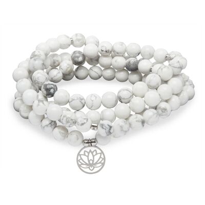 Mala "Lotus" Armband mit 108 Howlith-Perlen