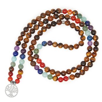 Bracelet mala 7 Chakras de Guérison en Oeil de Tigre 3