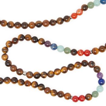 Bracelet mala 7 Chakras de Guérison en Oeil de Tigre 5