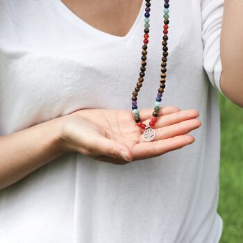 Bracelet mala 7 Chakras de Guérison en Oeil de Tigre 10