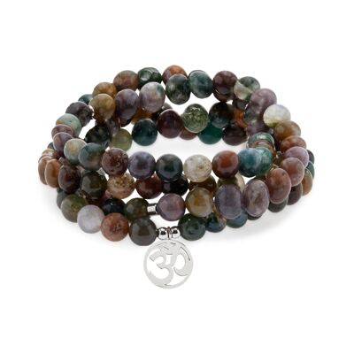 Bracciale Mala "Lucky" con 108 perle di agata indiana