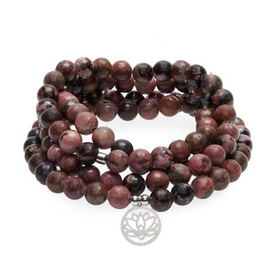 Mala bracelet "Mastery of Emotions" of 108 Rhodonite beads