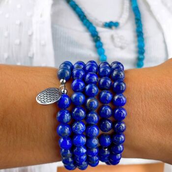 Bracelet Mala "3ème Oeil" de 108 perles en Lapis Lazuli 5