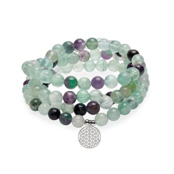 Bracelet Mala "Génie" de 108 perles en Fluorite Arc-en-Ciel 1