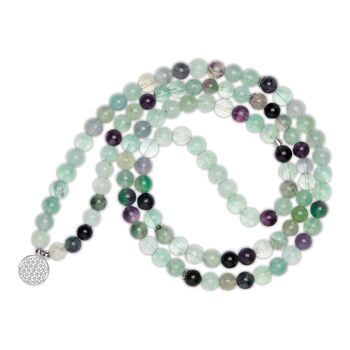 Bracelet Mala "Génie" de 108 perles en Fluorite Arc-en-Ciel 2