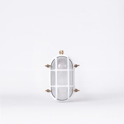 Caged wall light white / brass.