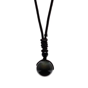 Collier "Oeil Céleste" en Obsidienne Arc-en-ciel 1