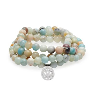 Bracelet Mala "Lotus" de 108 perles en Amazonite