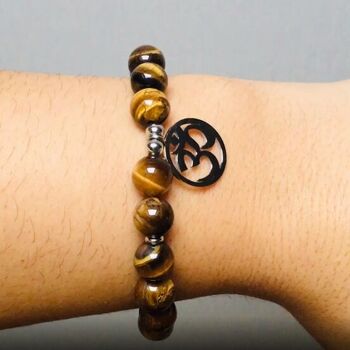 Bracelet "OM" en Oeil de Tigre 5