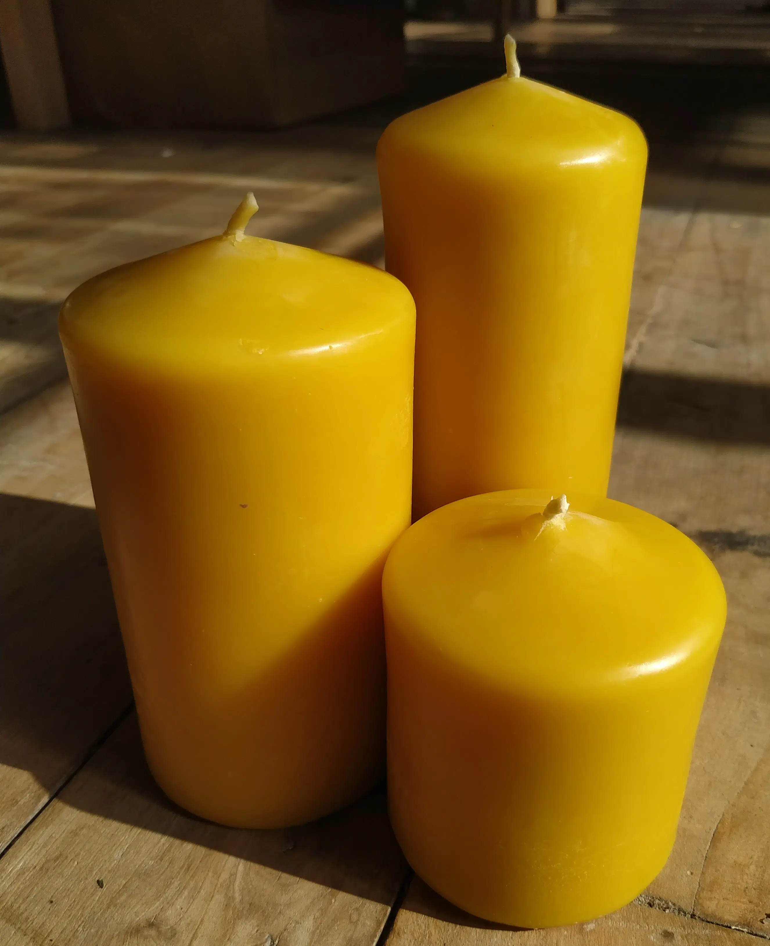Bougies Pilier En Cire D'Abeille Pure - Set De 3, 21h De Brûlage, Sans Fumée Ni Parfum