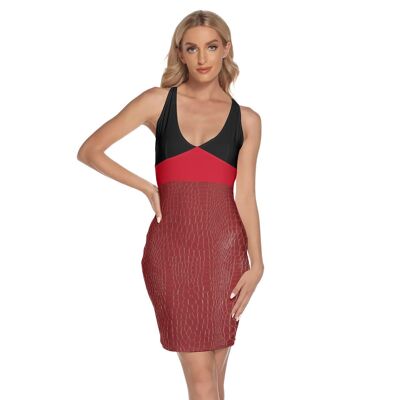 Maffia Dolls Red Croc Halfter Cami Backless Skinny Dress