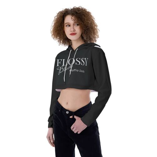 Flossy Black Maffia Dolls Crop Top Hoodie