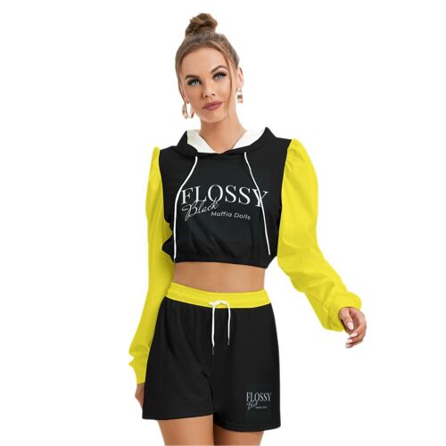 Flossy Black Maffia Dolls Hoodie And Short Pants Set