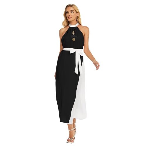 Maffia Dolls Wrap Hem Belted Halter Dress