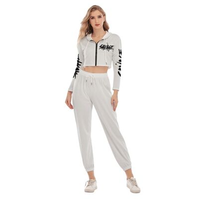 Savage Crop Hoodie Sport-Sets für Damen