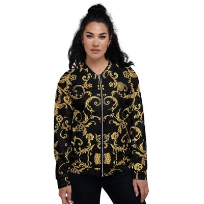 Maffiadolls verzierte Bomberjacke in Schwarz und Gold