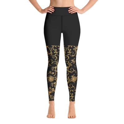 Maffiadolls Ornate Leggings Black and Gold