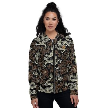 Maffiadolls Oriental Doré et Noir Dragon Bomber Jacket 2