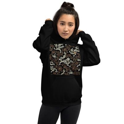 Sudadera con capucha Maffiadolls Oriental Gold and Black Dragon - Negro