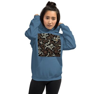 Maffiadolls Oriental Gold and Black Dragon Hoodie - Indigo Blue