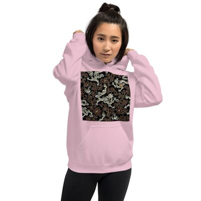 Sudadera con capucha Maffiadolls Oriental Gold and Black Dragon rosa