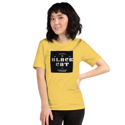 T-shirt classica a maniche corte esclusiva Maffiadolls Black Cat - Giallo