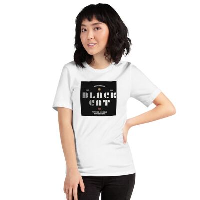 T-shirt classica a maniche corte esclusiva Maffiadolls Black Cat - Bianca