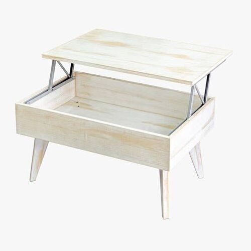 Mesa de centro elevable COFRE, Mesita Plegable, Mesa de Café para el Salón, Mesa baja abatible, Madera Maciza, Hecho a Mano, Sin Montaje | TERRAMARA DECO