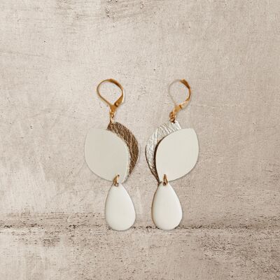 Boucles d'oreilles Alexandrie en cuir - Or&Blanc