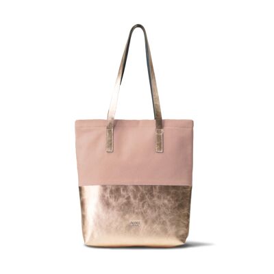 MIKA | PEACH | Tote Bag Pink | Leather, cotton canvas