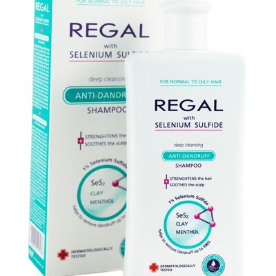 REGAL DEEP CLEANING ANTI DANDRUFF Shampoo mit Selensulfid, MENTHOL, BISABOLOL und GRÜNSTEE-EXTRAKT für normales und fettiges Haar, 200 ml