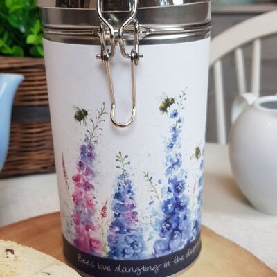Dangling in the Delphiniums Biscuit Cannister