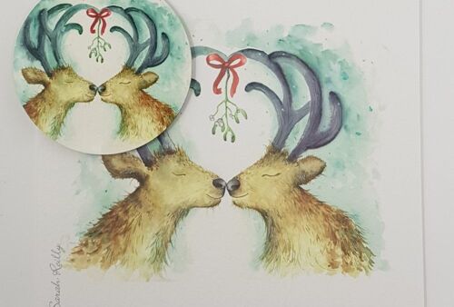 Reindeer Kisses Bauble Card
